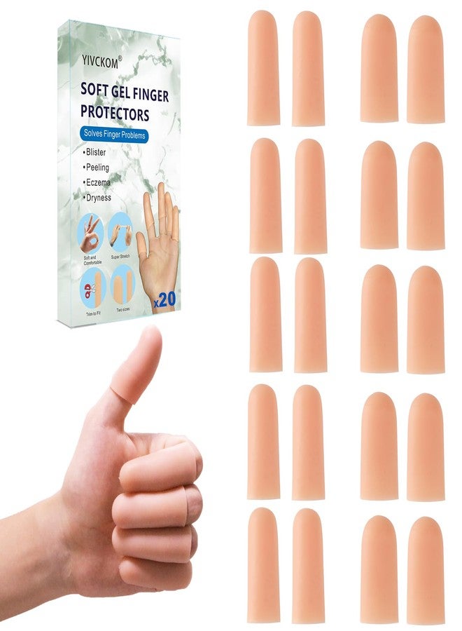 YIVCKOM Gel Finger Cots, Silicone Finger Protectors, Fingertip Bandages Band-aids for Dry Skin, Cracked Fingertip Treatment,Thumb Protector Covers for Hand Eczema Finger Arthritis (20pcs) - Image 1